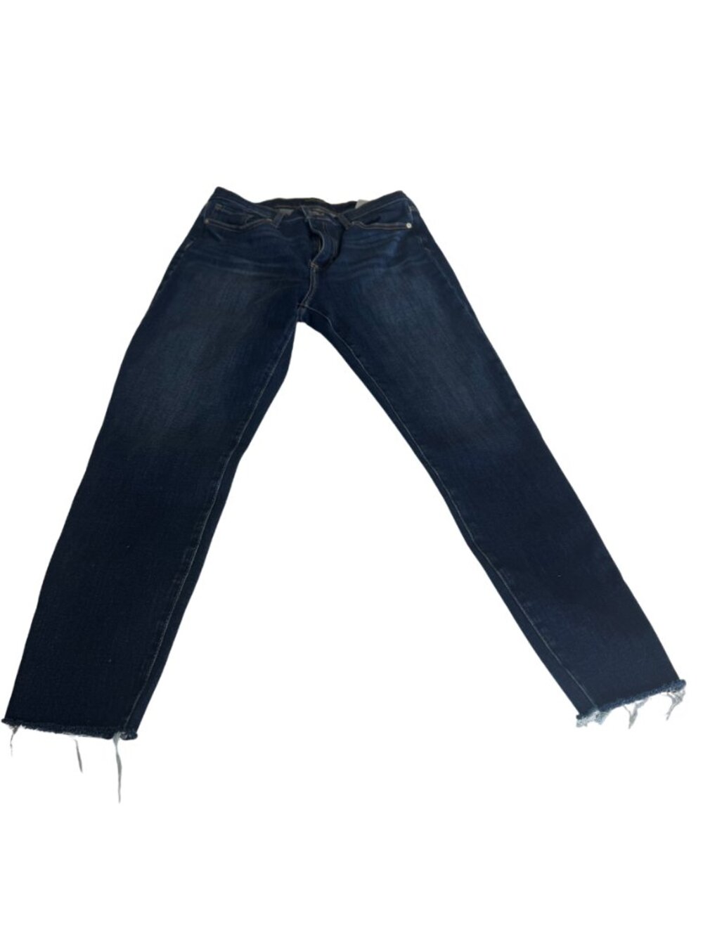 Banana Republic Premium Denim Mid Rise Skinny Jeans 29 Raw Hem Dark Wash
